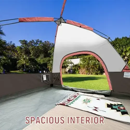 CAMPROS CP Camping uchun chodirlar 2/4/6 kishilik chodir Suv o'tkazmaydigan Shamolga chidamli Ikki qavatli chodir, Oson o'rnatiladigan gumbazli chodir, Katta to'rli derazalar va tashqi lager va sayohat uchun kengroq eshik - 5