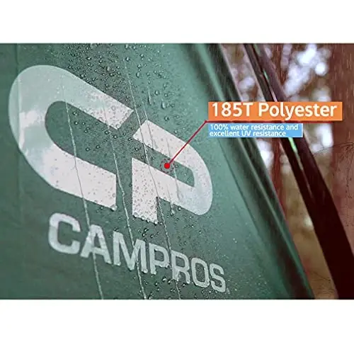 CAMPROS CP Camping Tent 10 Person Family Cabin Tent, 2 Room Water Resistant Waterproof Tent with Top Rainfly, 4 Large Mesh Windows, Double Layer, Easy Set Up, Portable with Carry Bag, 16ft x 9ft x72in - 5