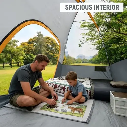 CAMPROS CP Camping Tent 2/4/6 Person, Waterproof Windproof Double Layer Dome Tent, Easy Setup with Large Mesh Windows & Wide Door for Outdoor Camping Backyard - 3