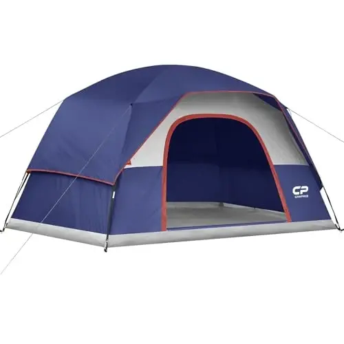 CAMPROS CP Camping Tent 2/4/6 Person, Waterproof Windproof Double Layer Dome Tent, Easy Setup with Large Mesh Windows & Wide Door for Outdoor Camping Backyard - CAMPROS CP