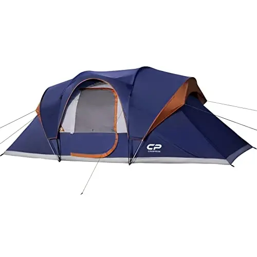 CAMPROS CP Tent 9 Person Camping Tents, 2 Room Water Resistant Family Tent with Top Rainfly, 4 Large Mesh Windows, Double Layer, Easy Set Up, Portable with Carry Bag - 3