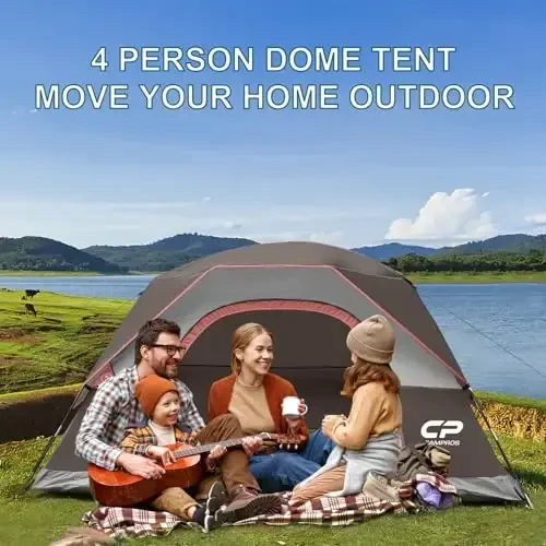 CAMPROS CP Tents for Camping 2/4/6 Person Tent Waterproof Windproof Double Layer Camping Tent, Easy Setup Dome Tent with Large Mesh Windows & Wider Door for Outdoor Camping & Hiking - 6