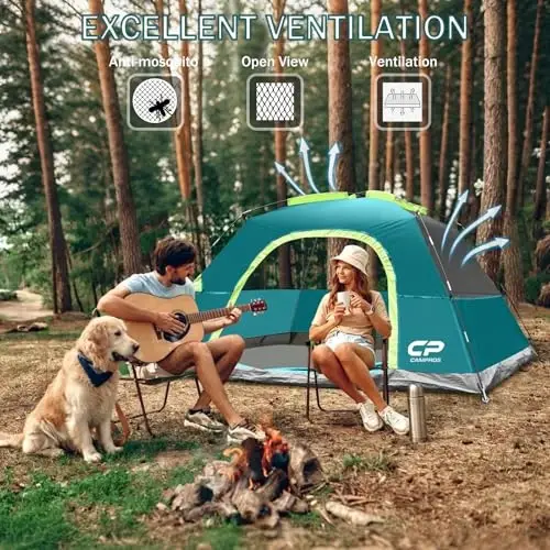 CAMPROS CP Tents for Camping 2/4/6 Person Tent Waterproof Windproof Double Layer Camping Tent, Easy Setup Dome Tent with Large Mesh Windows & Wider Door for Outdoor Camping & Hiking - 3