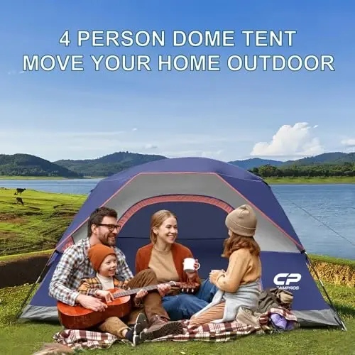 CAMPROS CP Tents for Camping 2/4/6 Person Tent Waterproof Windproof Double Layer Camping Tent, Easy Setup Dome Tent with Large Mesh Windows & Wider Door for Outdoor Camping & Hiking - 3
