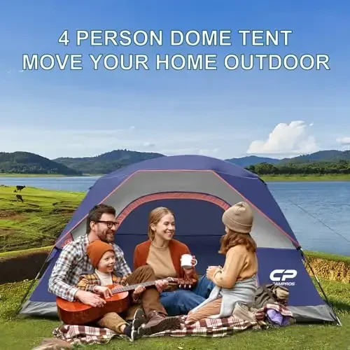 CAMPROS CP Tents for Camping 2/4/6 Person Tent Waterproof Windproof Double Layer Camping Tent, Easy Setup Dome Tent with Large Mesh Windows & Wider Door for Outdoor Camping & Hiking - 6