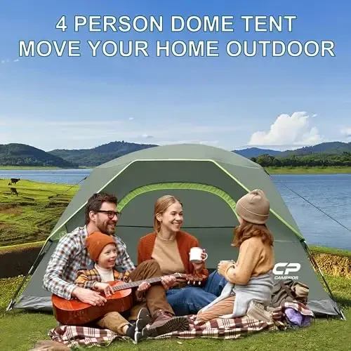 CAMPROS CP Tents for Camping 2/4/6 Person Tent Waterproof Windproof Double Layer Camping Tent, Easy Setup Dome Tent with Large Mesh Windows & Wider Door for Outdoor Camping & Hiking - 4