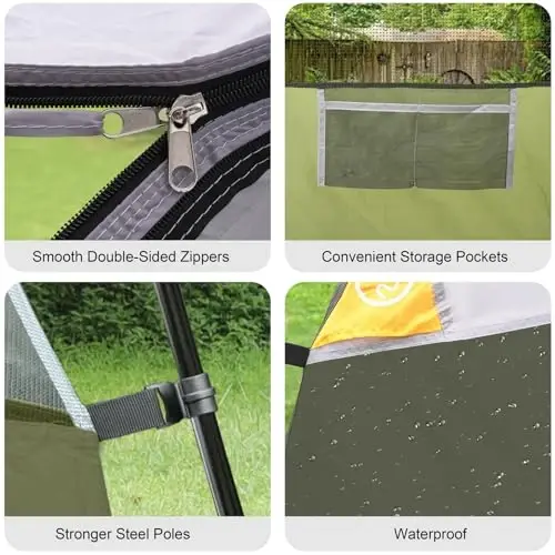 CAMPROS CP Tents for Camping 2/4/6 Person, Waterproof Windproof Dome Tent | Camping Tents with Rainfly Easy Setup in 5 Mins, Portable Tents with Mesh Window & Carry Bag for Outdoor Camping Backyard - 6