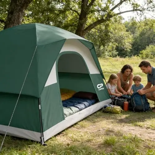CAMPROS CP Tents for Camping 2/4/6 Person, Waterproof Windproof Dome Tent | Camping Tents with Rainfly Easy Setup in 5 Mins, Portable Tents with Mesh Window & Carry Bag for Outdoor Camping Backyard - 6