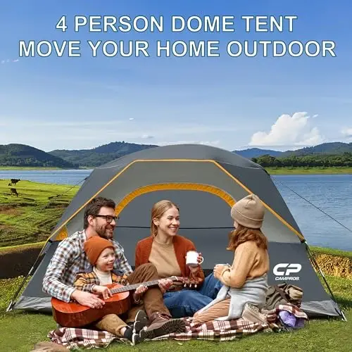 CAMPROS CP Tents for Camping 2/4/6 Person, Waterproof Windproof Dome Tent | Camping Tents with Rainfly Easy Setup in 5 Mins, Portable Tents with Mesh Window & Carry Bag for Outdoor Camping Backyard - 6
