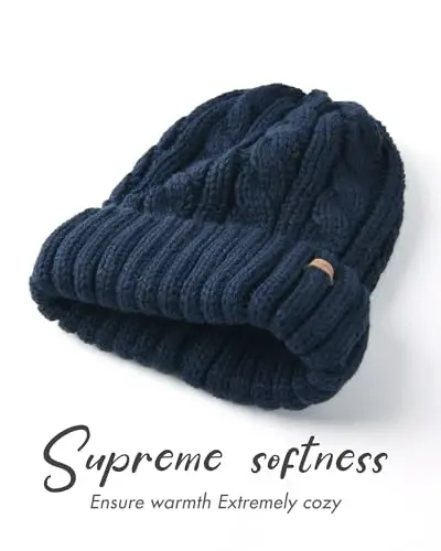 Camptrace Beanies Ayollar Qishki Shlyapalar Ayollar uchun Fleece Astarlı Kabel Trikotaj Shlyapa Issiq Qishki Qor Chang'isi Bosh Suyagi Qalpog'i - CAMPTRACE (1)