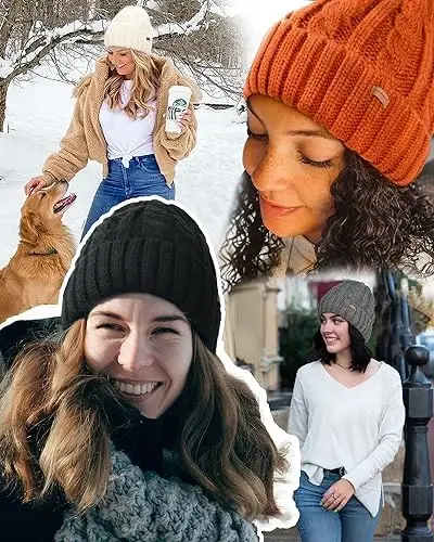 Camptrace Beanies Ayollar Qishki Shlyapalar Ayollar uchun Fleece Qoplamali Kabel Trikotaj Shlyapa Issiq Qishki Qor chang'i череп qopqog'i - 5