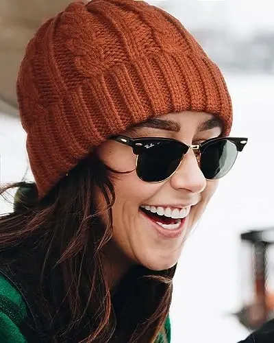 Camptrace Beanies Ayollar Qishki Shlyapalar Ayollar uchun Fleece Qoplamali Kabel Trikotaj Shlyapa Issiq Qishki Qor chang'i череп qopqog'i - 6