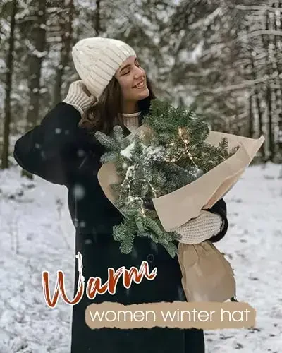 Camptrace Beanies Ayollar uchun Qishki Şlyapalar Ayollar uchun Fleece bilan qoplangan Kabel to'qilgan Şlyapa Issiq Qish Qor Chang'isi Bosh kiyim - 5