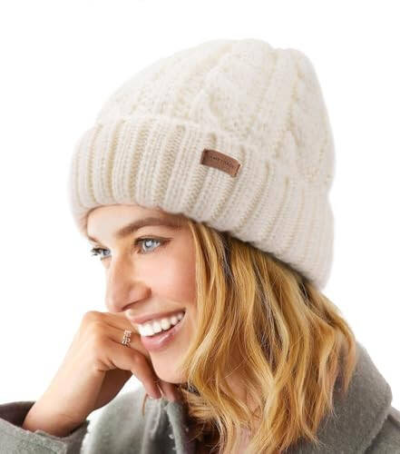 Camptrace Beanies Women Winter Hats for Women Fleece Lined Cable Knit Hat Warm Winter Snow Ski Skull Cap - 2