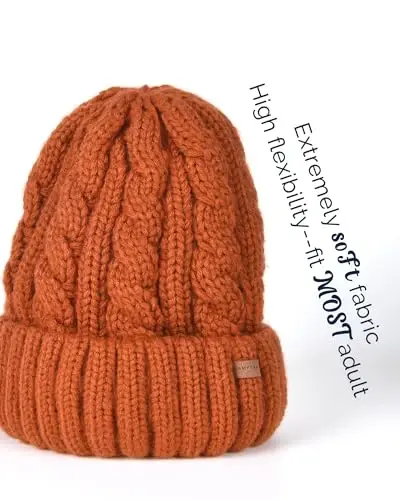 Camptrace Beanies Women Winter Hats for Women Fleece Lined Cable Knit Hat Warm Winter Snow Ski Skull Cap - 4