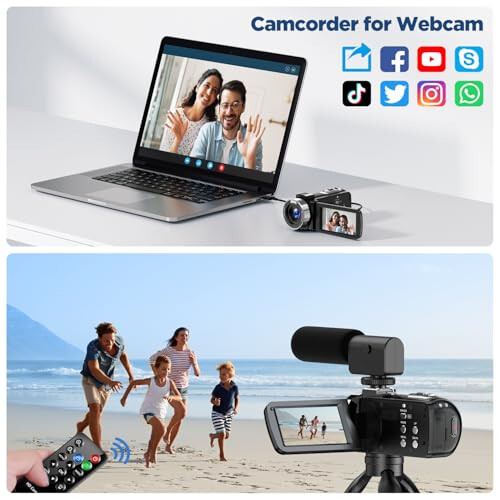 CAMWORLD Video Camera Camcorder 4K 42MP YouTube Vlogging Camera 18X Digital Zoom 3” 270° Rotation Screen vlog Camera with Microphone, Remote Control, 2 Batteries, Lens Hood, 32G SD Card - 12