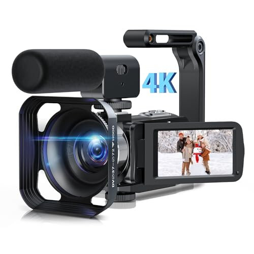 CAMWORLD Видеокамера 4K 42MP YouTube Vlogging Camera 18X Цифровой Зум 3” 270° Поворотный Экран vlog Camera с Микрофоном, Пультом ДУ, 2 Аккумуляторами, Блендой, 32G SD Картой - 2