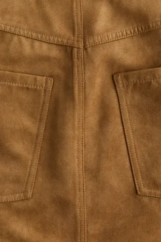 Çan Kesimli Gabardin Elbise-Kahverengi - 6