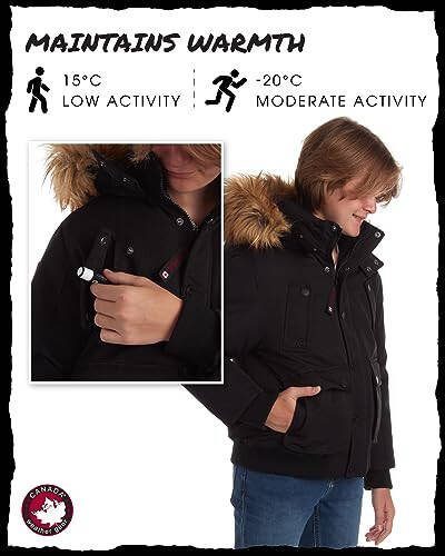 CANADA WEATHER GEAR Erkek Kışlık Mont - Ağırlıklı Bombardıman Parkası Kayak Mont (Beden: 8-20) - 4