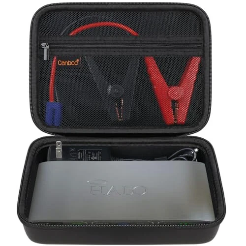 Canboc Carrying Case for Halo Bolt 58830/57720/44400/ACDC Max 55500 mWh Portable Car Jump Starter, Phone Laptop Charger Power Bank Holder for Jumper Cable, AC Wall Charger, Black 