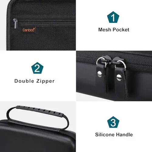 Canboc Carrying Case for Halo Bolt 58830/57720/44400/ACDC Max 55500 mWh Portable Car Jump Starter, Phone Laptop Charger Power Bank Holder for Jumper Cable, AC Wall Charger, Black - 5