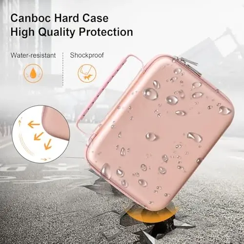 Canboc Carrying Case for Halo Bolt 58830/57720/44400/ACDC Max 55500 mWh Portable Car Jump Starter, Phone Laptop Charger Power Bank Holder for Jumper Cable, AC Wall Charger, Rose Gold - 4