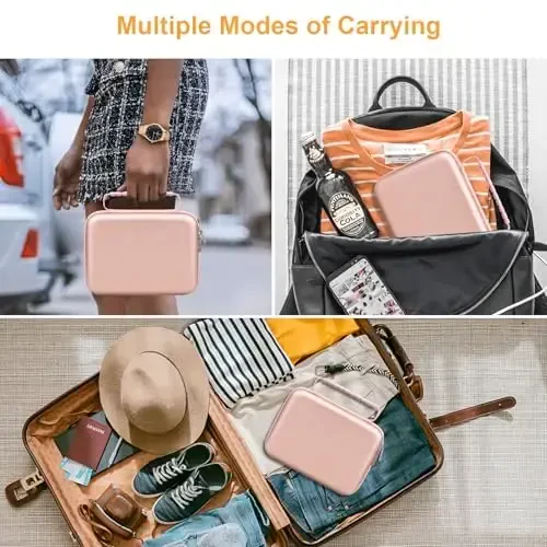 Canboc Carrying Case for Halo Bolt 58830/57720/44400/ACDC Max 55500 mWh Portable Car Jump Starter, Phone Laptop Charger Power Bank Holder for Jumper Cable, AC Wall Charger, Rose Gold - 3