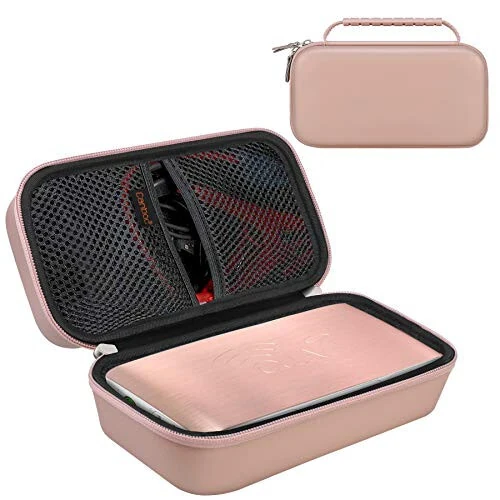 Canboc Carrying Case for Halo Bolt Portable Car Jump Starter 58830/57720/44400 mWh, Halo Bolt ACDC Max 55500 mWh Phone Charger, Mesh Bag for Jumper Cable, AC Wall Charger, Charge,Rose Gold 