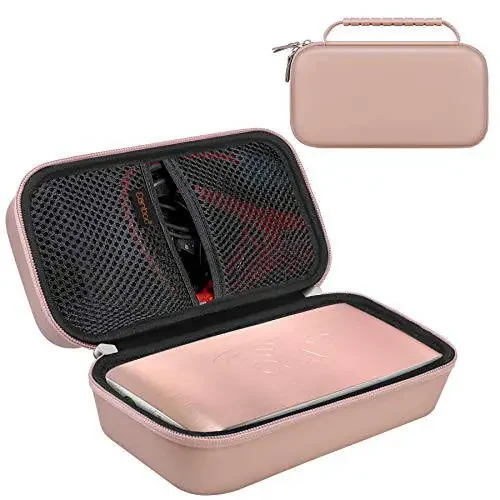 Canboc Carrying Case for Halo Bolt Portable Car Jump Starter 58830/57720/44400 mWh, Halo Bolt ACDC Max 55500 mWh Phone Charger, Mesh Bag for Jumper Cable, AC Wall Charger, Charge,Rose Gold - 1