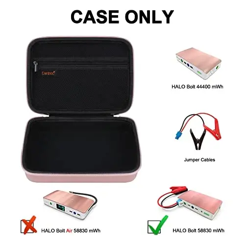 Canboc Halo Bolt 58830/57720/44400/ACDC Max 55500 mWh portativ avtomobilni ishga tushirish moslamasi, telefon noutbuk zaryadlovchi quvvat banki, Jumper kabeli, AC devor zaryadlovchi uchun Canboc tashish sumkasi, Rose Gold - 2