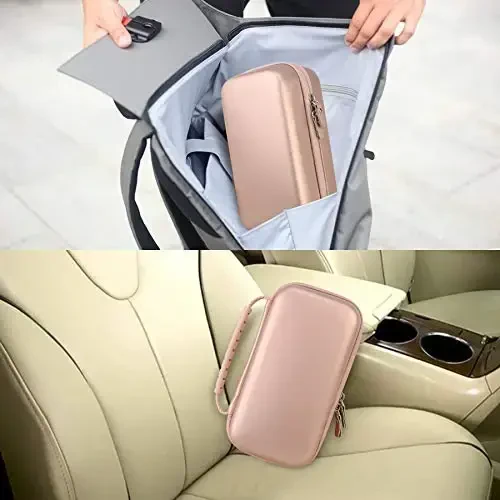 Canboc Hard Carrying Case for Halo Bolt Air 58830 mWh/Halo Bolt Air+ 55500/HALO Bolt Air+ 1750 Portable Car Battery Jump Starter, Mesh Bag fit Jump Cables, AC Outlet, Charger, Rose Gold - 6