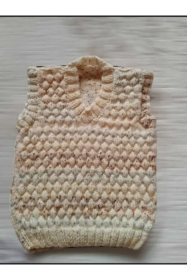 CANDY BEADED HAND KNITTED BABY SWEATER - 1