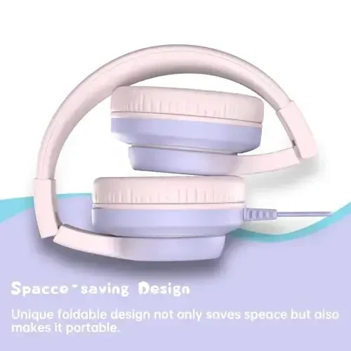 Candy Bila 2 Pack Kids Headphones, Wired Headphones for Kids Over Ear with Microphone, 85/94dB Volume Limiter Headphone for Girls Boys, Foldable Headphone for Learning & Entertainment - 6