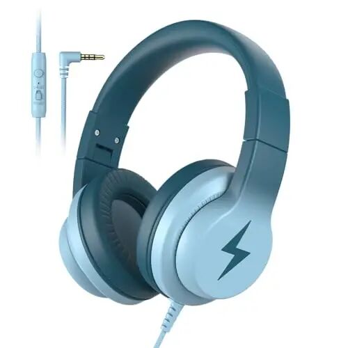 Candy Bila Kids Headphones, Wired Headphones for Kids Over Ear with Microphone, 85/94dB Volume Limiter Headphone for Girls Boys, Foldable Headphone for Learning & Entertainment, Gradient Green - CANDY BILA