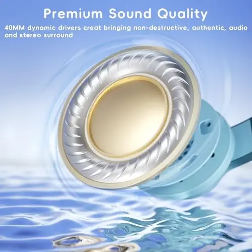 Candy Bila Kids Headphones, Wired Headphones for Kids Over Ear with Microphone, 85/94dB Volume Limiter Headphone for Girls Boys, Foldable Headphone for Learning & Entertainment, Gradient Green - 5