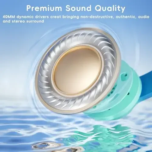 Candy Bila Kids Headphones, Wired Headphones for Kids with Microphone, 85/94dB Volume Limiter Headphone for Girls Boys, Foldable Headphone for Online Study, Gradient Blue - 4