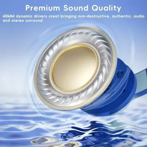 Candy Bila Kids Wired Headphones for Kids with Microphone, 85/94dB Volume Limiter Headphones for Girls Boys, Light Blue - 4