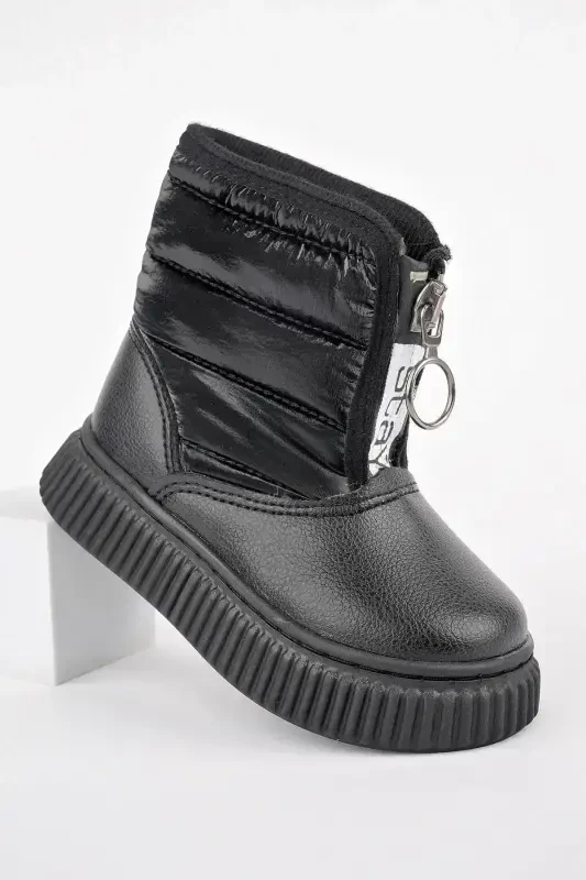 Candy Garantili Bebek Rahat Kalıp Önü Fermuarlı Içi Kürklü Yağmur Ve Kar Botu-SİYAH - MUGGO