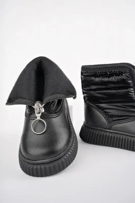 Candy Garantili Bebek Rahat Kalıp Önü Fermuarlı Içi Kürklü Yağmur Ve Kar Botu-SİYAH - 2