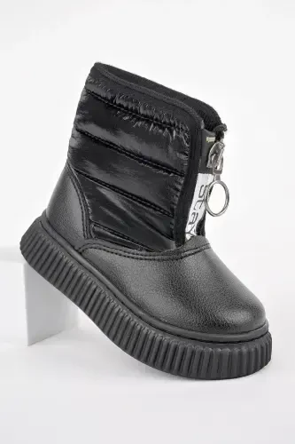 Candy Guaranteed Baby Comfortable Fit Front Zipper Furry Lined Rain and Snow Boot-BLACK - 1