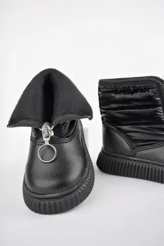 Candy Guaranteed Baby Comfortable Fit Front Zipper Furry Lined Rain and Snow Boot-BLACK - MUGGO (1)