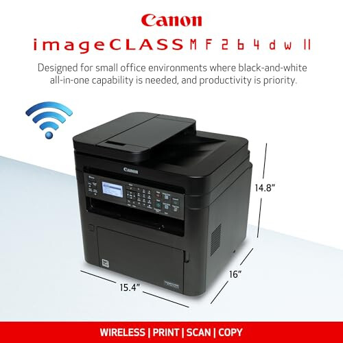 Canon imageCLASS MF264dw II Kablosuz Monokrom Lazer Yazıcı, Baskı, Fotokopi ve Tarama, Otomatik Belge Besleyici, Siyah - 3