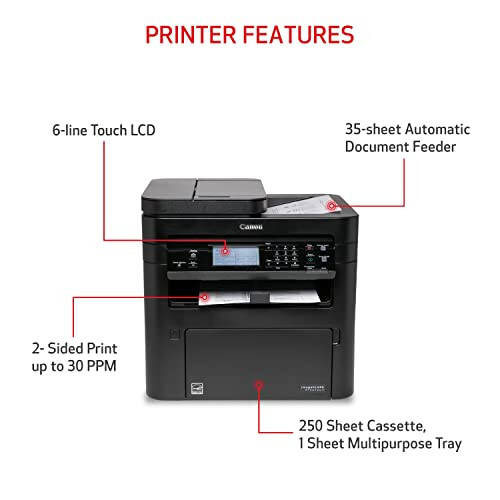 Canon imageCLASS MF267dw II - Simsiz Monoxrom Lazer Printer, Chop etish, Nusxa olish, Skanslash, Faks, Avtomatik Hujjat Kirgizish bilan, Qora, Alexa bilan Ishlaydi - 3