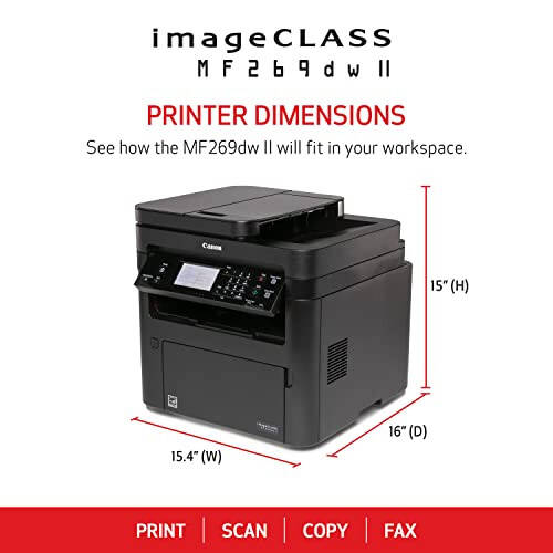 Canon imageCLASS MF269dw II - Печать, копирование, сканирование, факс, Wi-Fi, двусторонний лазерный принтер с автоматической подачей документов, работает с Alexa - 2