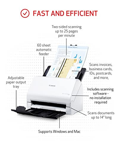 Canon imageFORMULA R30 Ofis Doküman Tarayıcı, Otomatik Belge Besleyici ve Çift Taraflı Tarama, Tak ve Kullan Özelliği, Yazılım Kurulumu Gerektirmez - 3