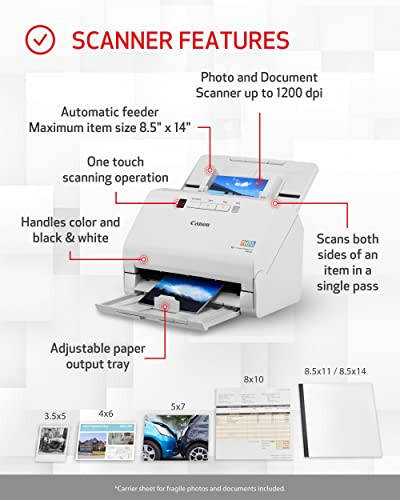 Canon imageFORMULA RS40 Fotoğraf ve Belge Tarayıcı, Otomatik Belge Besleyici ile | Windows ve Mac | Fotoğrafları Tarar - Canlı Renk - USB Arayüzü - 1200 DPI - Yüksek Hız - Kolay Kurulum - 3