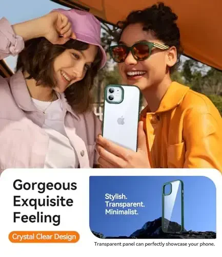 CANSHN iPhone 12 Case/iPhone 12 Pro Case bilan mos keladi [Harbiy tomchidan himoya] Sariqlanmaydigan zarbga chidamli himoya qopqog'i bamperlari Yupqa ingichka telefon qutisi 6,1 dyuym - To'q yashil - 6