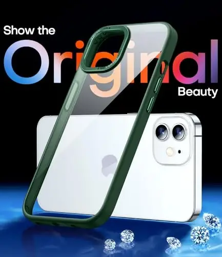 CANSHN iPhone 12 Case/iPhone 12 Pro Case bilan mos keladi [Harbiy tomchidan himoya] Sariqlanmaydigan zarbga chidamli himoya qopqog'i bamperlari Yupqa ingichka telefon qutisi 6,1 dyuym - To'q yashil - 2