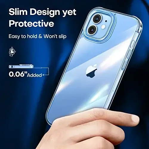 CANSHN iPhone 12 Case/iPhone 12 Pro Case bilan mos keladi [Harbiy tomchidan himoya] Sariqlik yo'q zarbga chidamli himoya qopqog'i bumperlari ingichka telefon qutisi 6.1 dyuym - 6