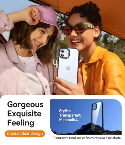 CANSHN iPhone 12 Case/iPhone 12 Pro Case bilan mos keladi [Harbiy tomchidan himoya] Sariqlikni oldini oladi Zarba o'tkazmaydigan himoya qopqog'i Bamperlar Yupqa ingichka telefon qutisi 6,1 dyuym - Qora - 6